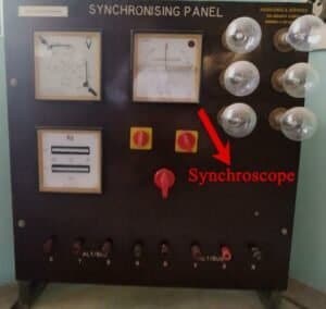 Synchroscope in the synchronizing panel - parallel operation of alternator