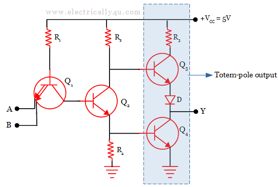 Totem-pole output configuration in Transistor-Transistor Logic