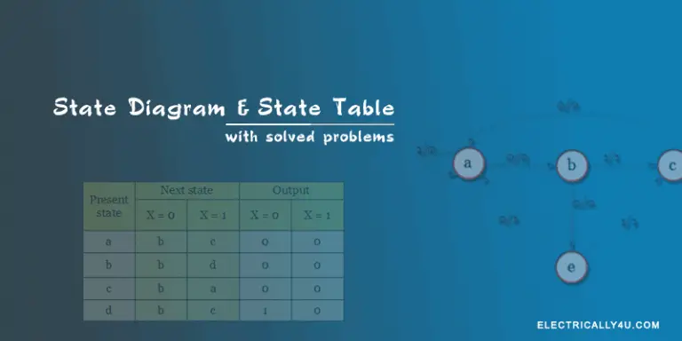 State Diagram and state table with solved problem on state reduction